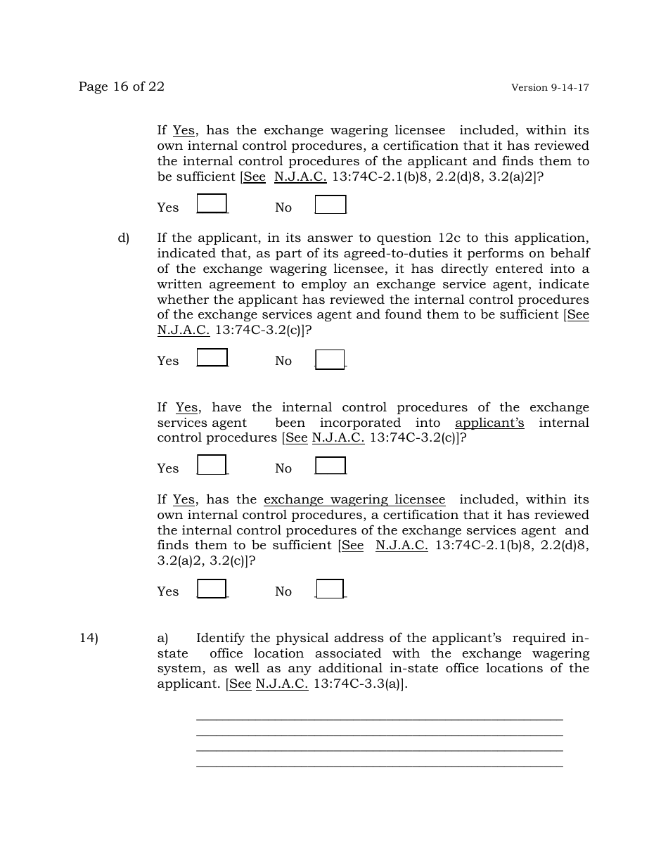 Exchange Management Agent License Application - New Jersey, Page 16