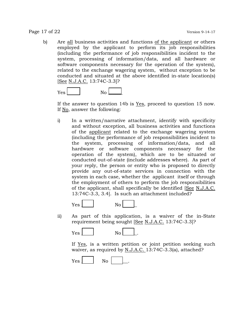 Exchange Management Agent License Application - New Jersey, Page 17