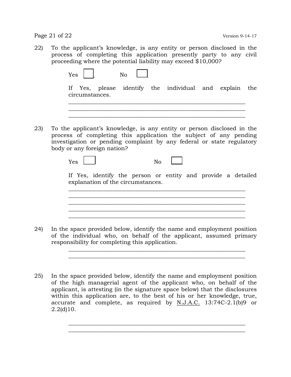 Exchange Management Agent License Application - New Jersey, Page 21