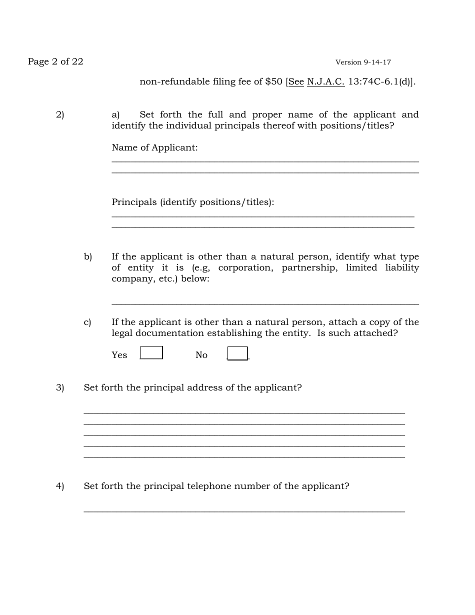 Exchange Management Agent License Application - New Jersey, Page 2