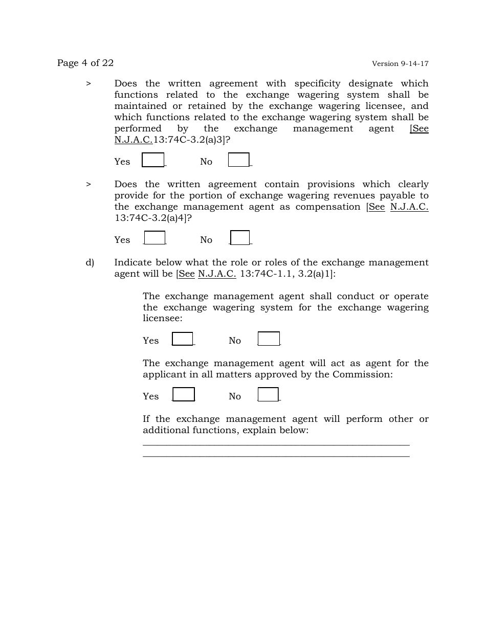 Exchange Management Agent License Application - New Jersey, Page 4