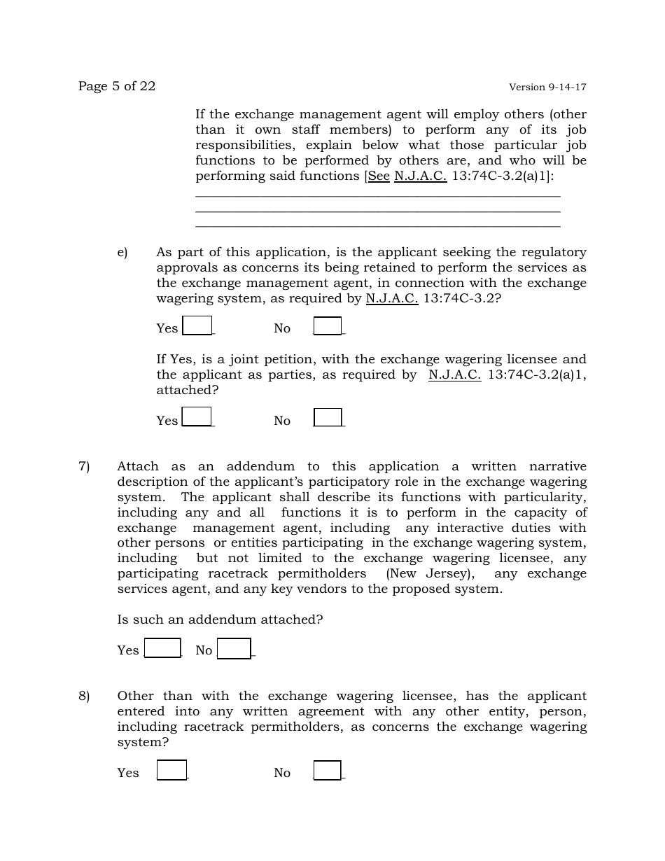 Exchange Management Agent License Application - New Jersey, Page 5