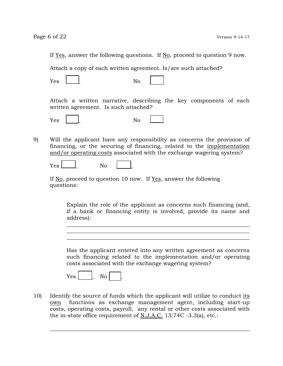 Exchange Management Agent License Application - New Jersey, Page 6
