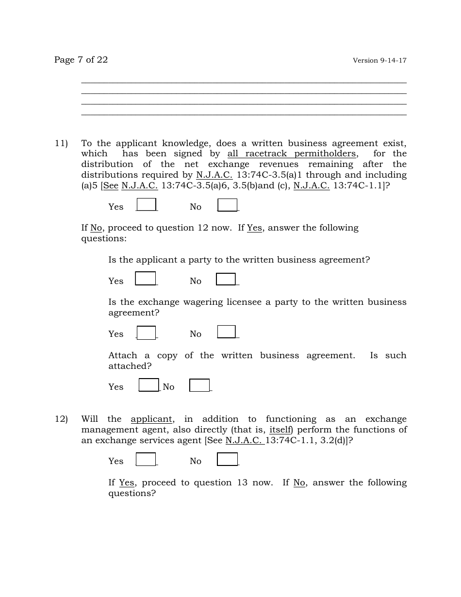 Exchange Management Agent License Application - New Jersey, Page 7