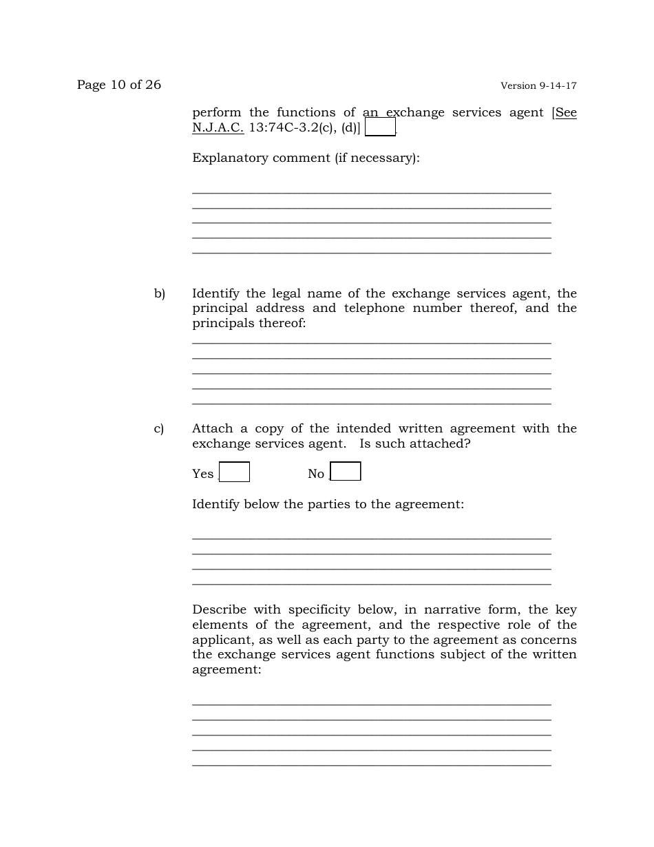 Exchange Wagering License Application - New Jersey, Page 10