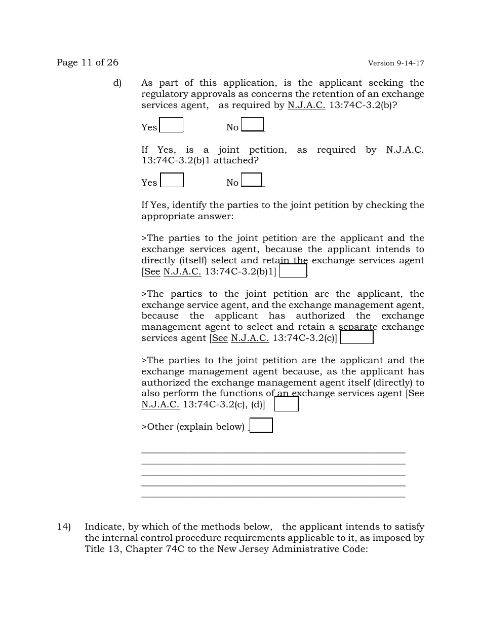 Exchange Wagering License Application - New Jersey, Page 11