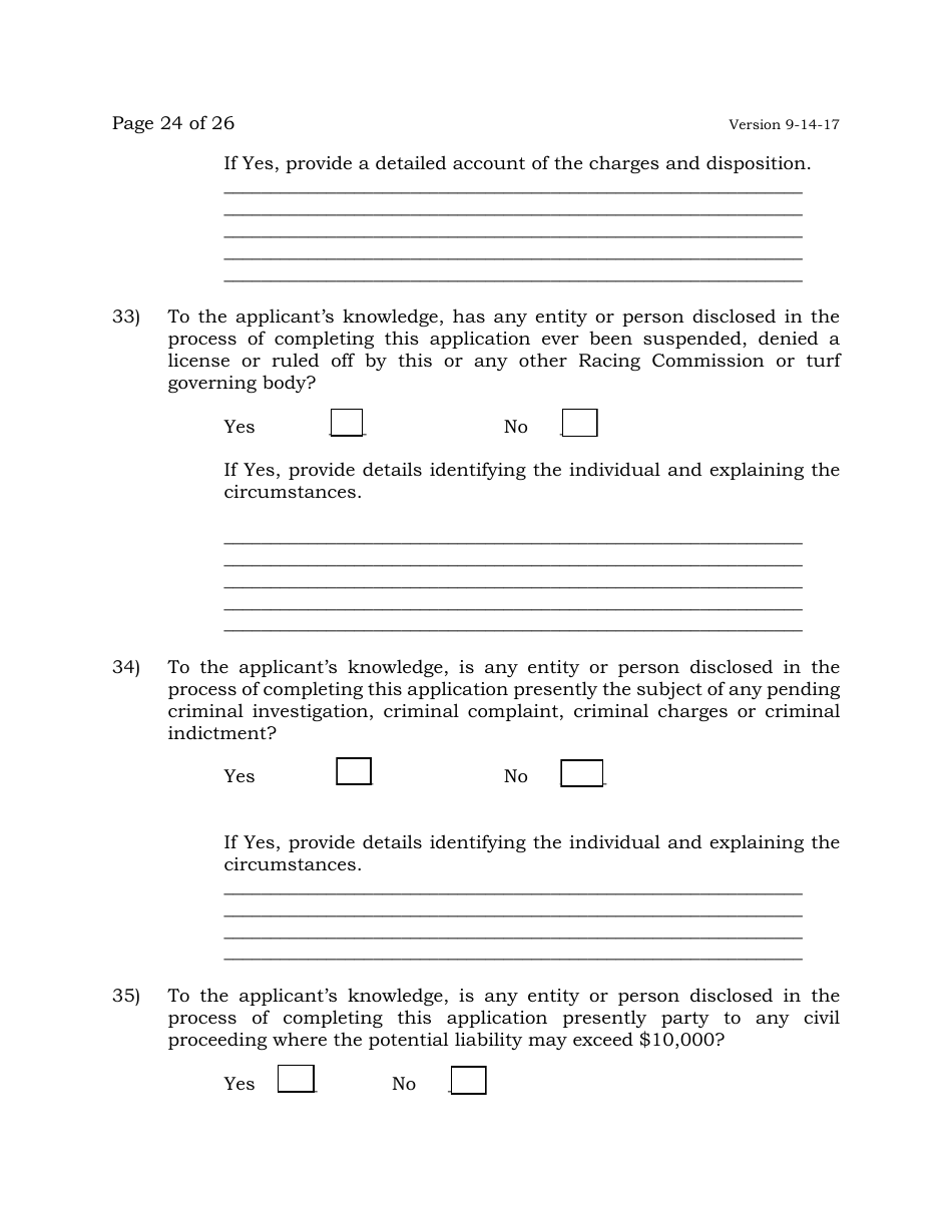 Exchange Wagering License Application - New Jersey, Page 24