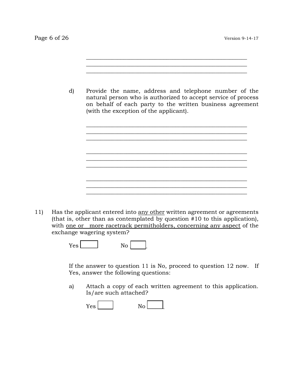 Exchange Wagering License Application - New Jersey, Page 6