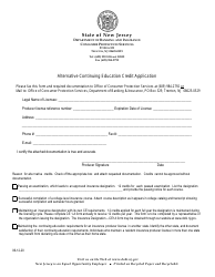 Document preview: Alternative Continuing Education Credit Application - New Jersey