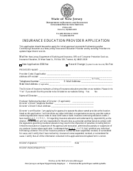 Document preview: Insurance Education Provider Application - New Jersey
