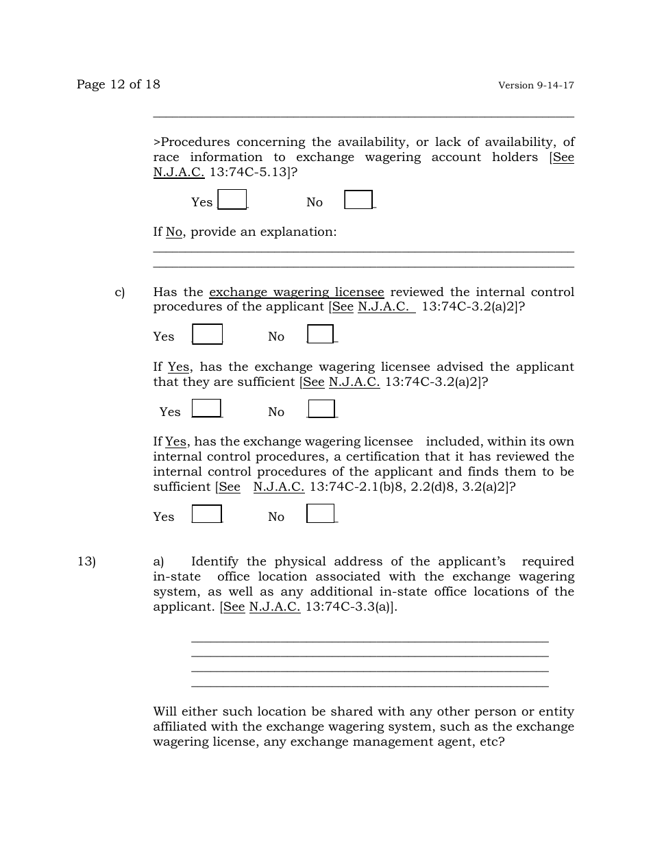 Exchange Services Agent License Application - New Jersey, Page 12