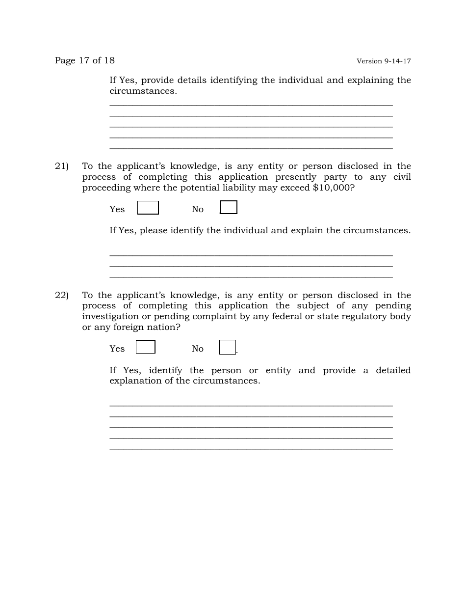 Exchange Services Agent License Application - New Jersey, Page 17