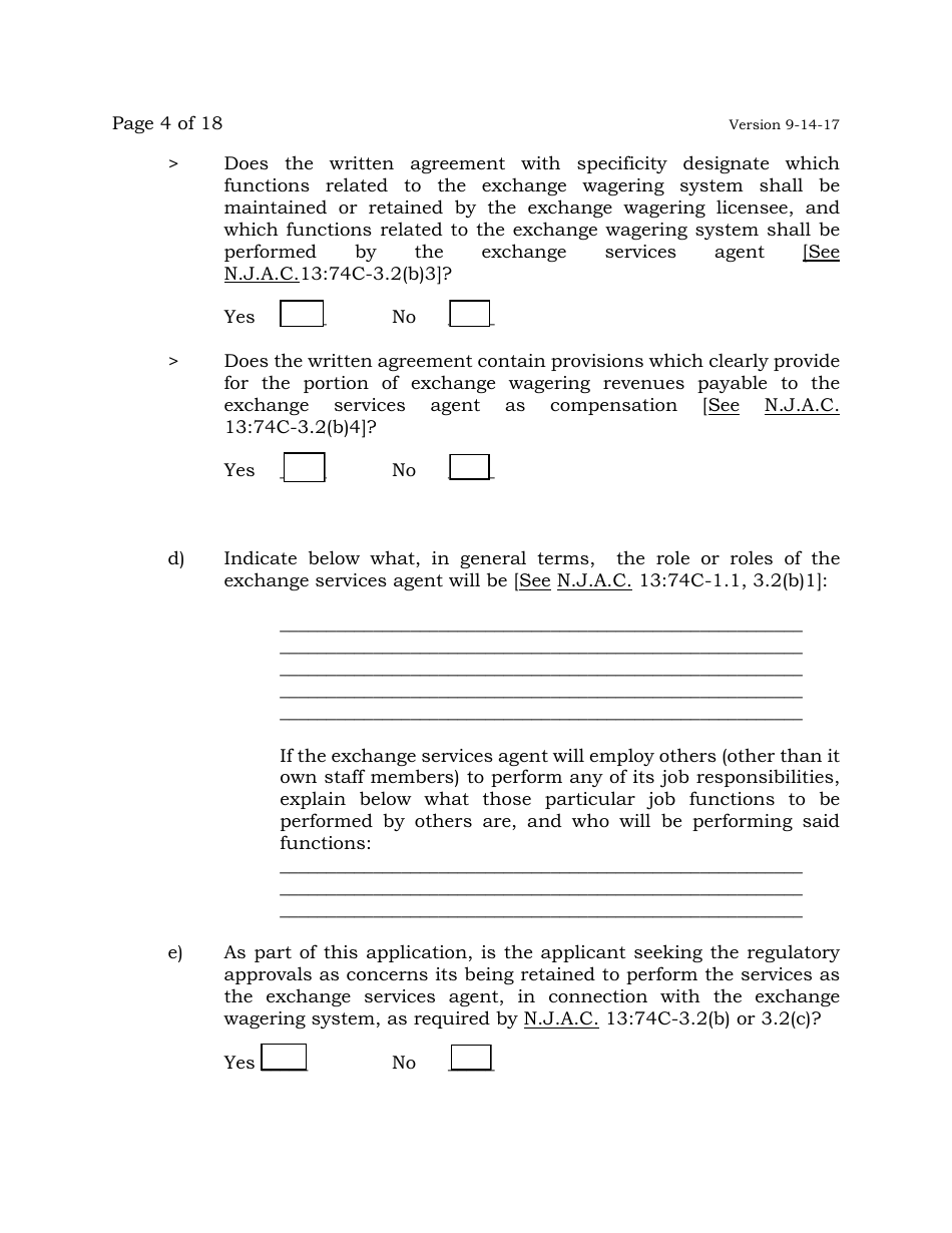 Exchange Services Agent License Application - New Jersey, Page 4