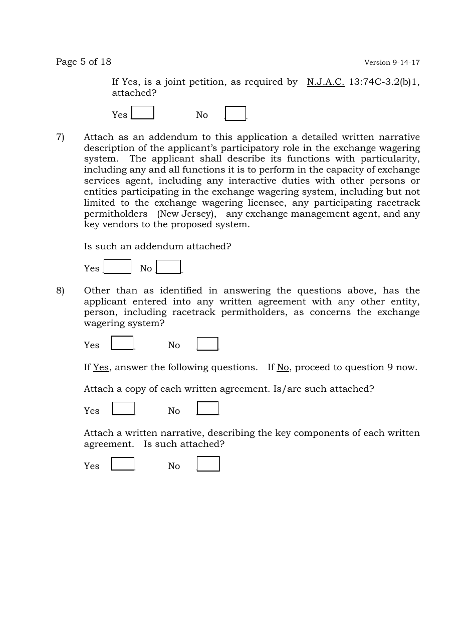 Exchange Services Agent License Application - New Jersey, Page 5