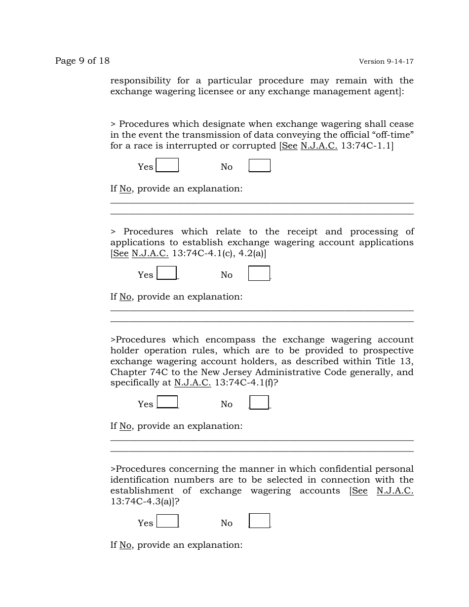 Exchange Services Agent License Application - New Jersey, Page 9