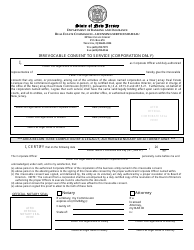 Document preview: Irrevocable Consent to Service (Corporation Only) - New Jersey