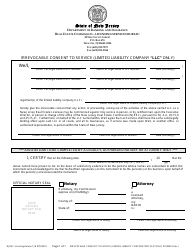 Document preview: Irrevocable Consent to Service (Limited Liability Company (LLC) Only) - New Jersey