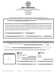 Document preview: Irrevocable Consent to Service (Sole Proprietorship Only) - New Jersey