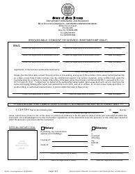 Document preview: Irrevocable Consent to Service (Partnership Only) - New Jersey