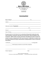 Document preview: School Closing Affidavit - New Jersey