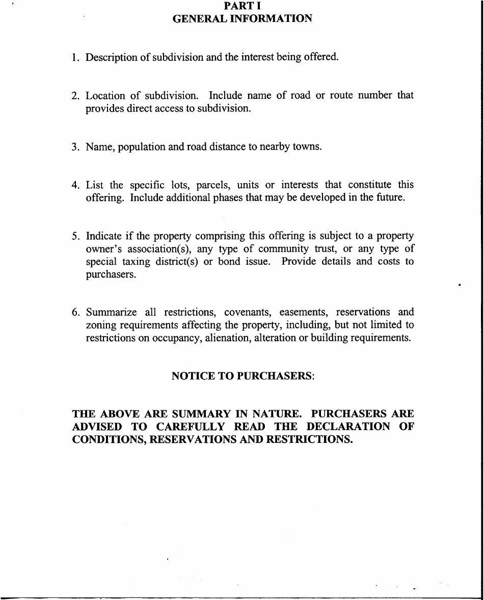 Nj Public Offering Statement Format - New Jersey, Page 3