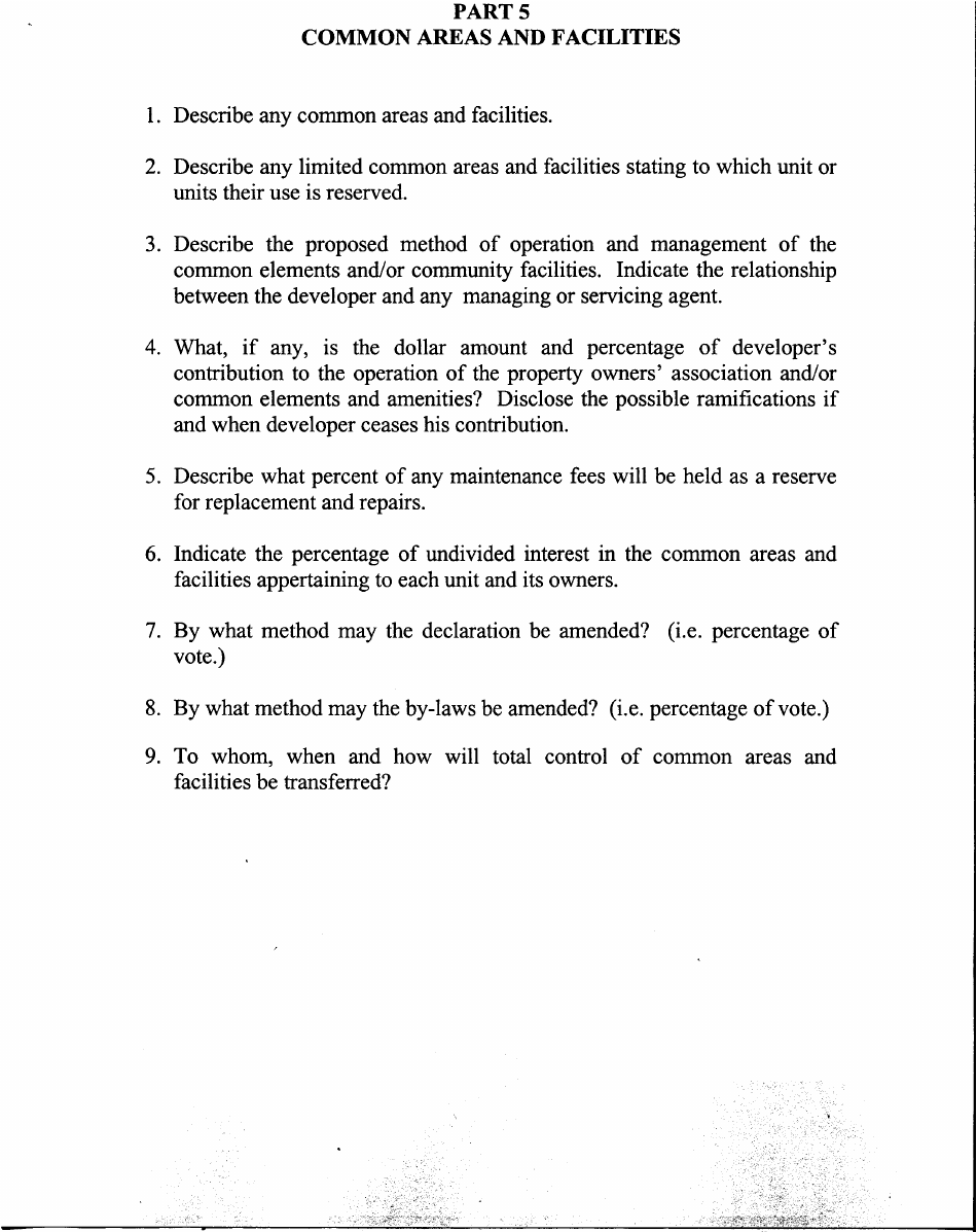 Nj Public Offering Statement Format - New Jersey, Page 7