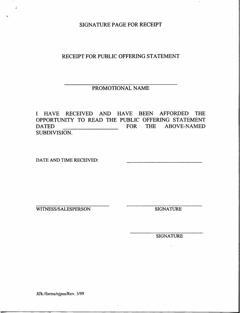 Nj Public Offering Statement Format - New Jersey, Page 9