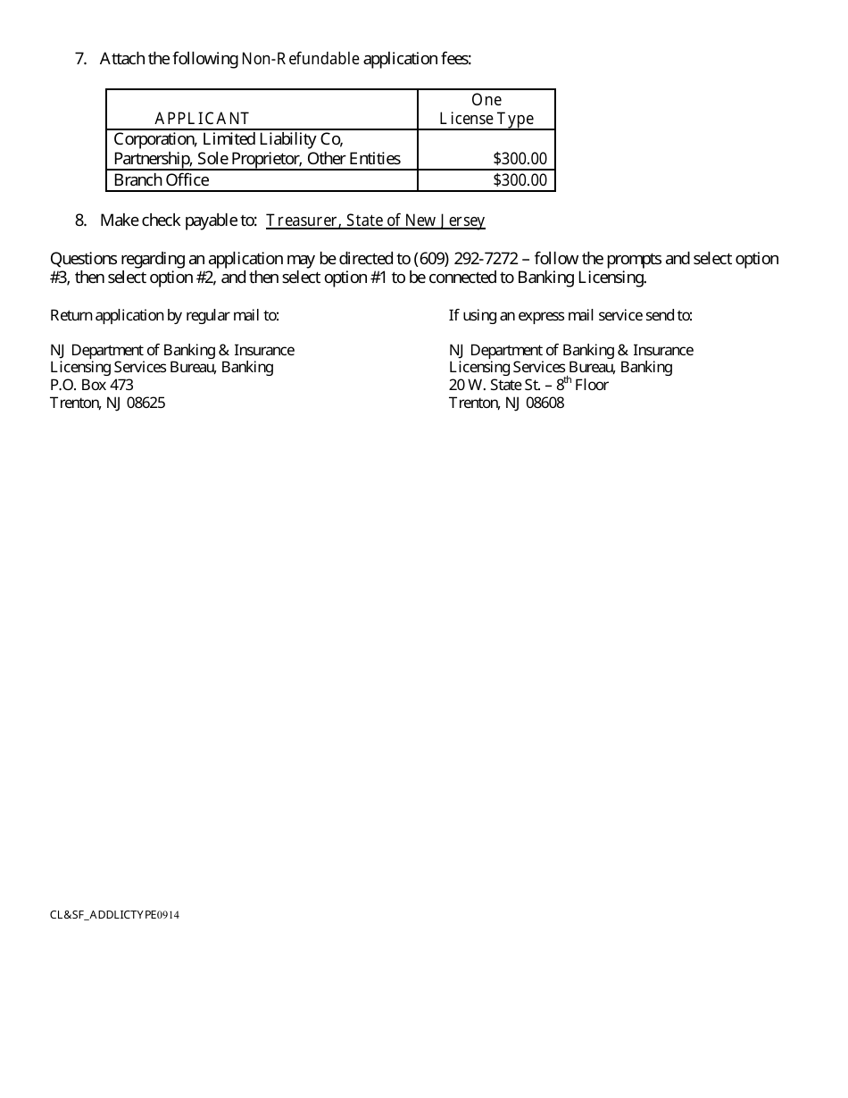 Application to Add Additional License Type (New Jersey in-State Office Location Is Not Required) - New Jersey, Page 2