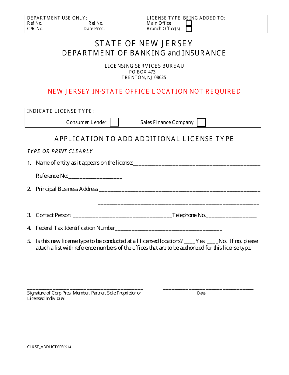 Application to Add Additional License Type (New Jersey in-State Office Location Is Not Required) - New Jersey, Page 3