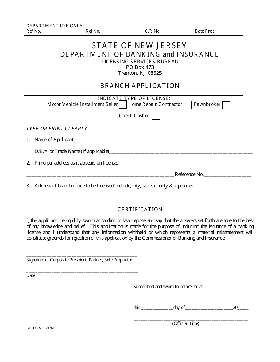 Home Repair Contractor Branch Application - New Jersey, Page 2