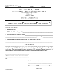 Insurance Premium Finance Company Branch Application - New Jersey, Page 3