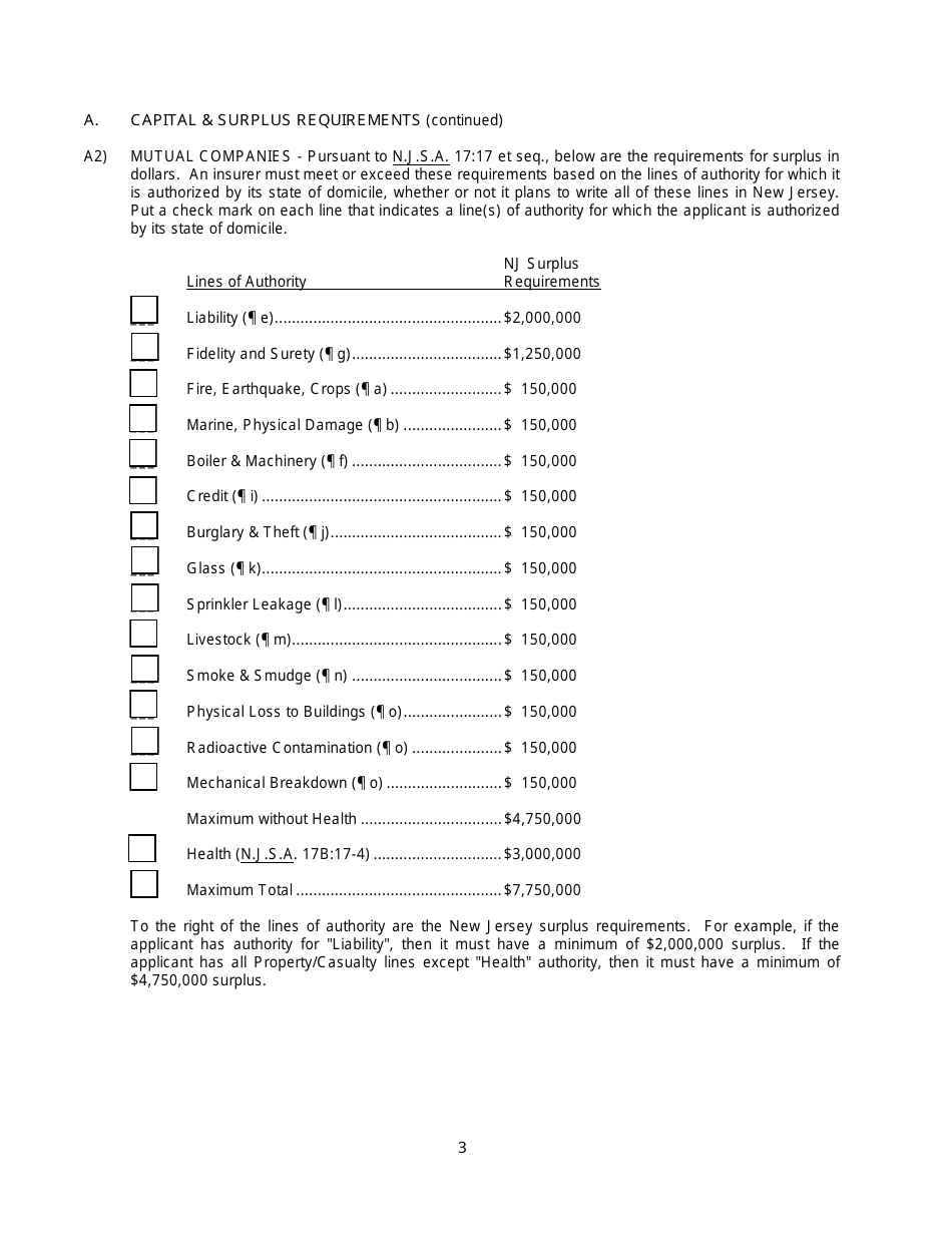 New Jersey General Eligibility Requirements Worksheet - Property / Casualty - New Jersey, Page 3