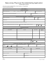Form MC-6 &quot;New Jersey Physician Recredentialing Application&quot; - New Jersey