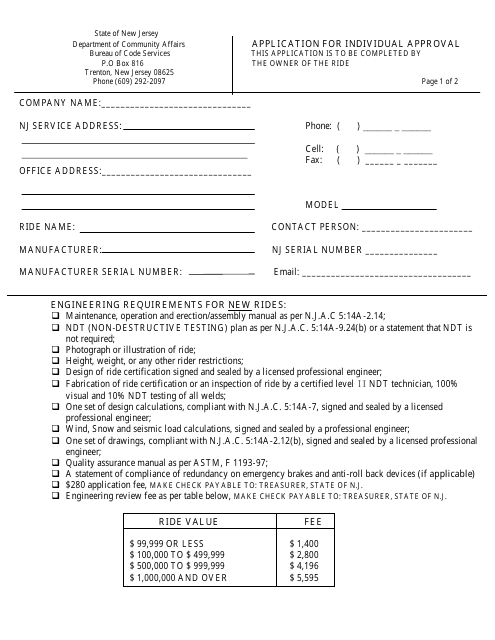 Form ES-90B Application for Individual Approval - New Jersey