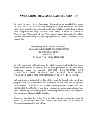 Document preview: Application for a Secondary Registration - New Jersey
