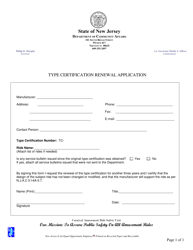 Document preview: Type Certification Renewal Application - New Jersey