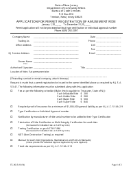 Form ES-90 &quot;Application for Permit Registration of Amusement Ride&quot; - New Jersey
