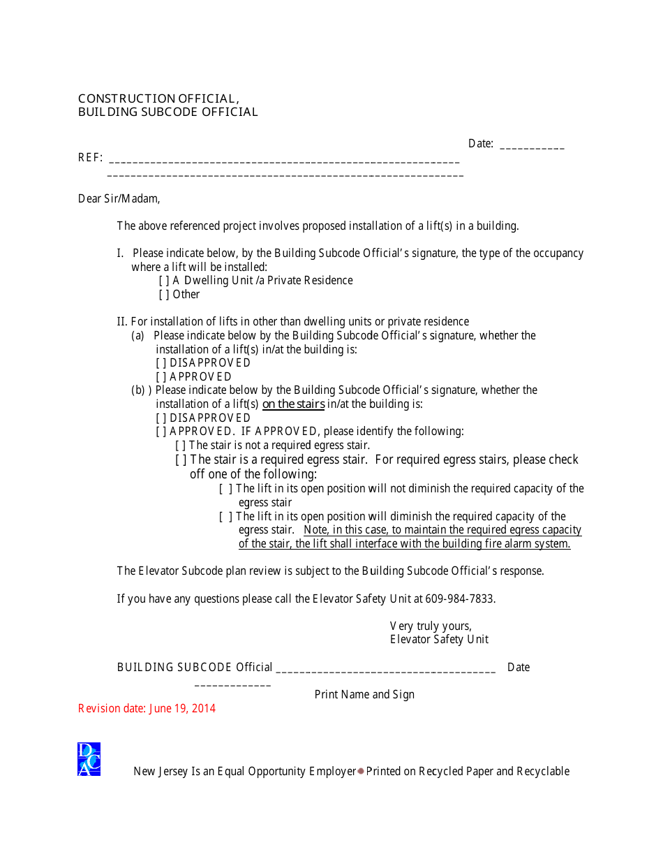 New Jersey Lifts Pre-approval Letter Form - Fill Out, Sign Online And 