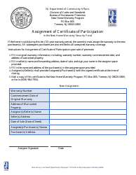 &quot;Assignment of Certificate of Participation in the New Home Warranty Security Fund&quot; - New Jersey