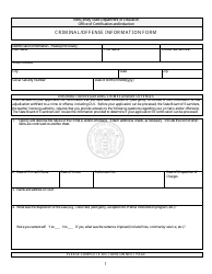 Criminal/Offense Information Form - New Jersey