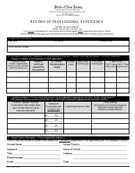 Document preview: Record of Professional Experience - New Jersey