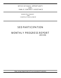 Form OEO-003 &quot;Sed Participation Monthly Progress Report&quot; - New Jersey