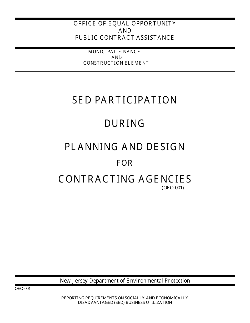 Form OEO-001 Sed Participation During Planning and Design for Contracting Agencies - New Jersey, Page 1