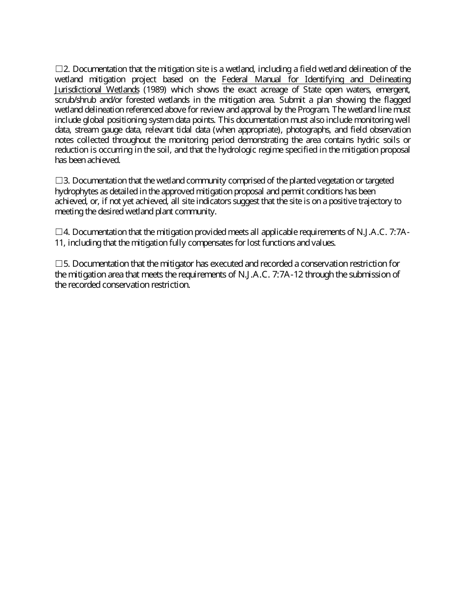 Mitigation Project Monitoring Reports Checklist - New Jersey, Page 3