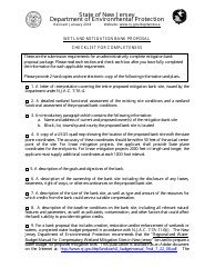 &quot;Wetland Mitigation Bank Proposal Checklist&quot; - New Jersey