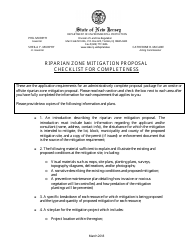 Riparian Zone Mitigation Proposal Checklist - New Jersey