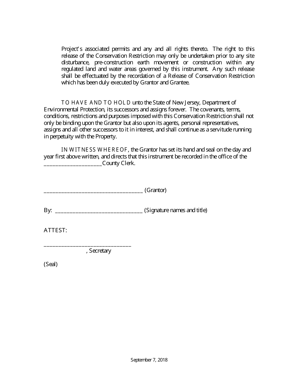Grant of Conservation Restriction (Czm Mitigation Site Area) - New Jersey, Page 10