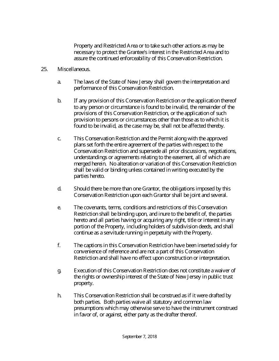 Grant of Conservation Restriction (Czm Mitigation Site Area) - New Jersey, Page 8