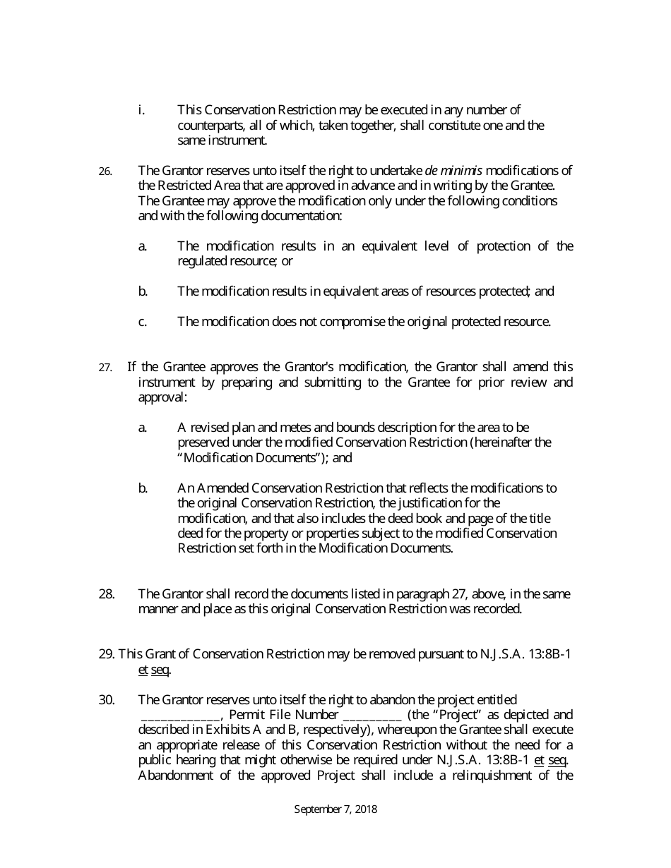 Grant of Conservation Restriction (Czm Mitigation Site Area) - New Jersey, Page 9