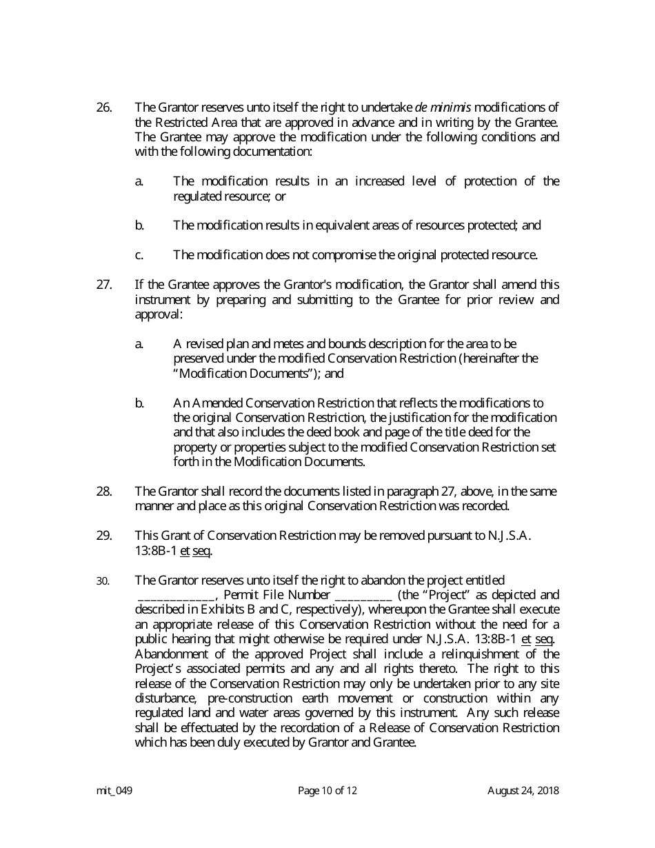Grant of Conservation Restriction (Wetland Mitigation / Riparian Zone Mitigation) - New Jersey, Page 10